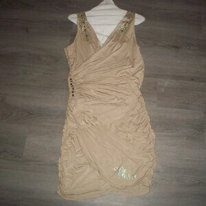 womens APPLE BOTTOMS dress.lots of bling.ruched,pleats.size large